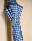 Parapluie long anti-vent - Vichy bleu