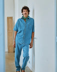Chemise manches courtes Spirée Denim épais bleu - Poudre Organic x Maison Farigoulette