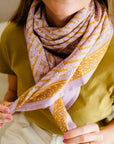 foulard indien violet et vert