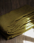 Housse de couette lin lavé olive - Maison Farigoulette