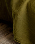 Housse de couette lin lavé olive - Maison Farigoulette
