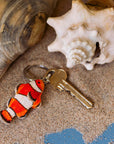 Porte-clés en bois Poisson-clown