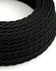 Câble électrique textile décoratif torsadé noir - 2x0,75mm²