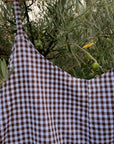 Combinaison oversize Juliette coton vichy marron - Maison Farigoulette