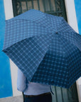 Parapluie pliant XL anti-vent - Écossais bleu