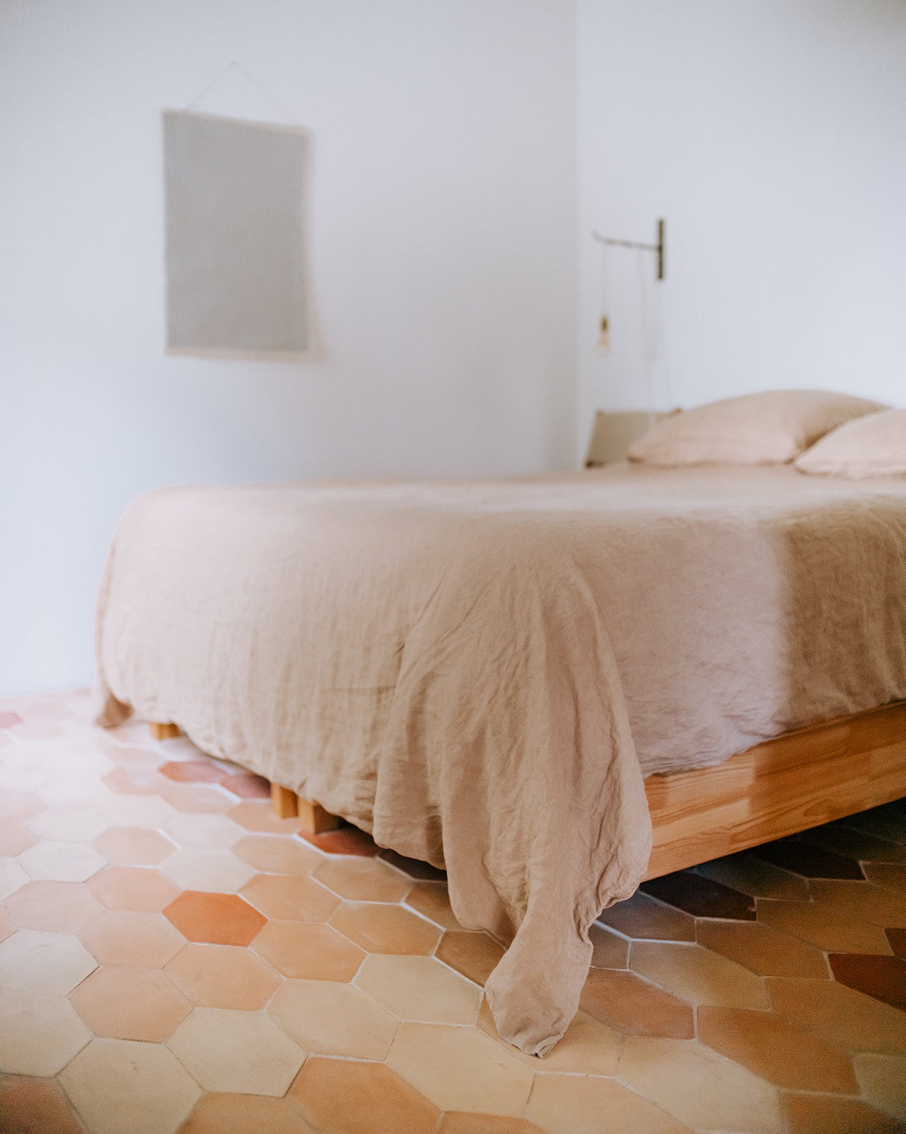 Housse de couette lin lavé sienne - Maison Farigoulette