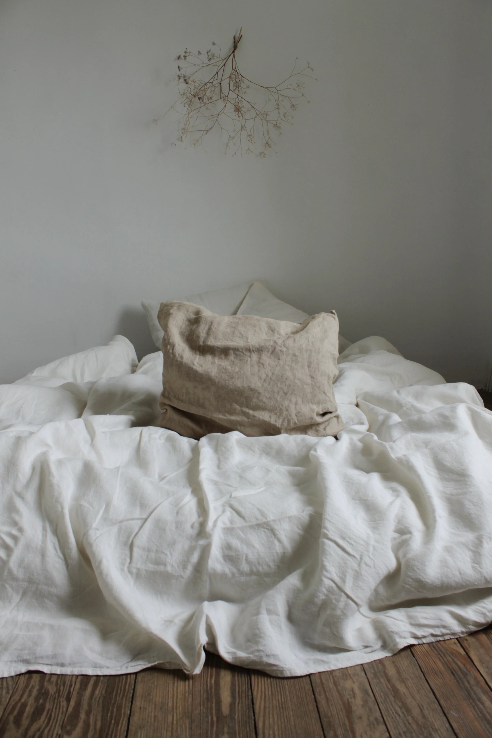 Taie d'oreiller lin lavé naturel - Maison Farigoulette