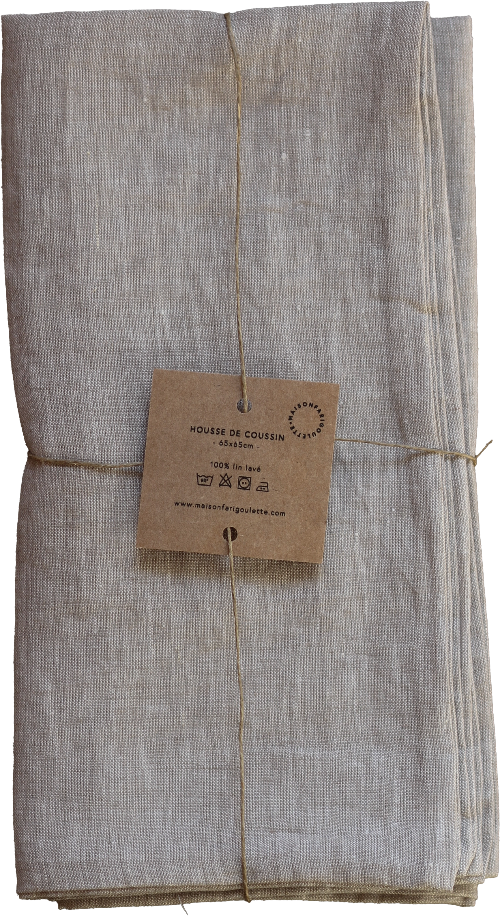 Taie d'oreiller lin lavé naturel - Maison Farigoulette