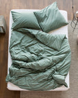 Housse de couette Louise percale de coton bio vert épicéa - lavie