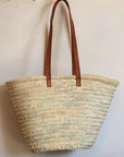 Panier anses longues cuir marron
