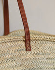 Panier anses longues cuir marron