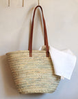 Panier anses longues cuir marron
