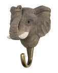 Patère murale animal bois sculpté à la main - Éléphant