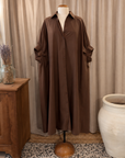 Robe chemise manche courte - chocolat