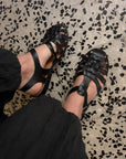 Sandales Sunville en cuir noir mat - Méduse