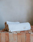 Serviette de bain en lin nid d'abeille blanc - Maison Farigoulette