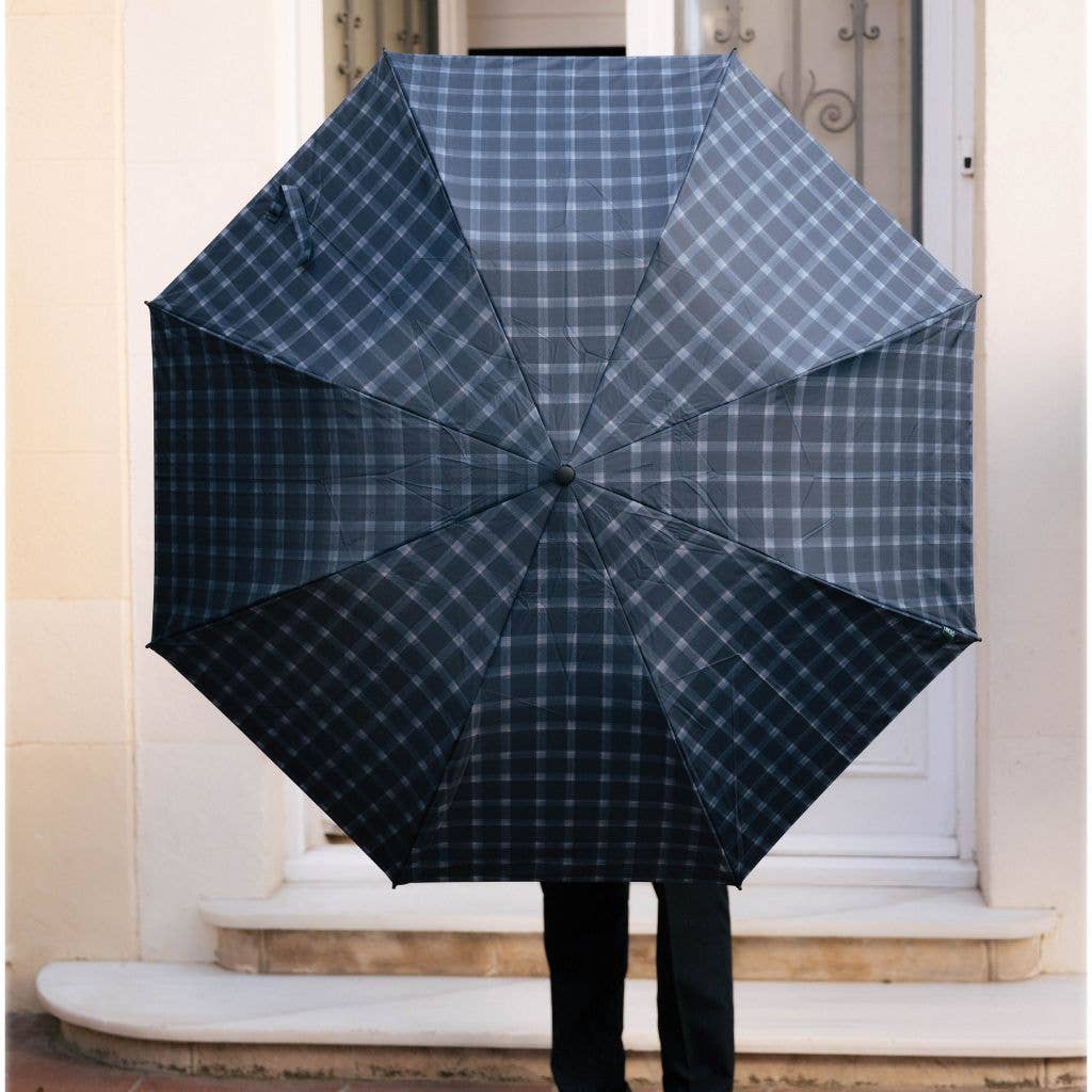 Parapluie pliant XL anti-vent - Écossais bleu