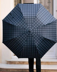 Parapluie pliant XL anti-vent - Écossais bleu