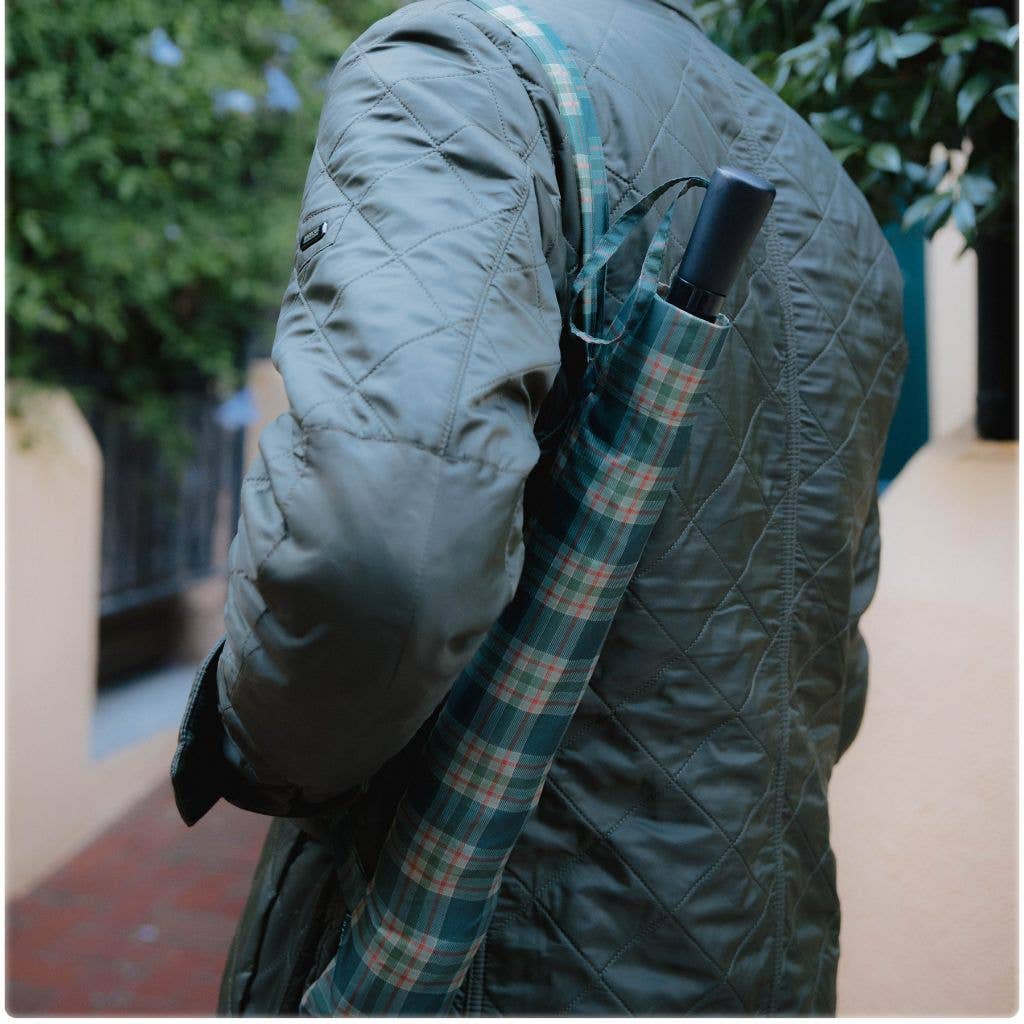 Parapluie pliable XL anti-vent - écossais vert