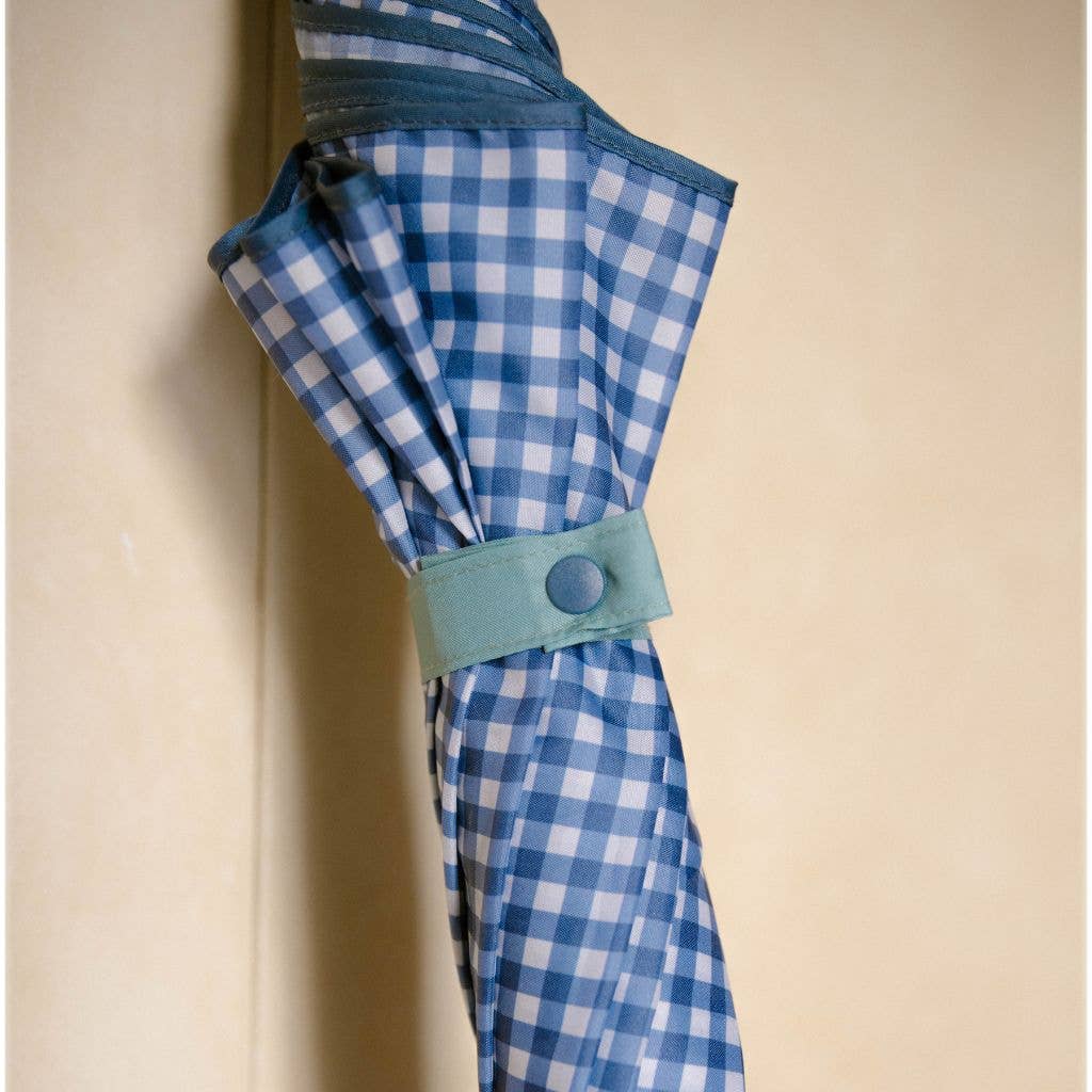 Parapluie long anti-vent - Vichy bleu