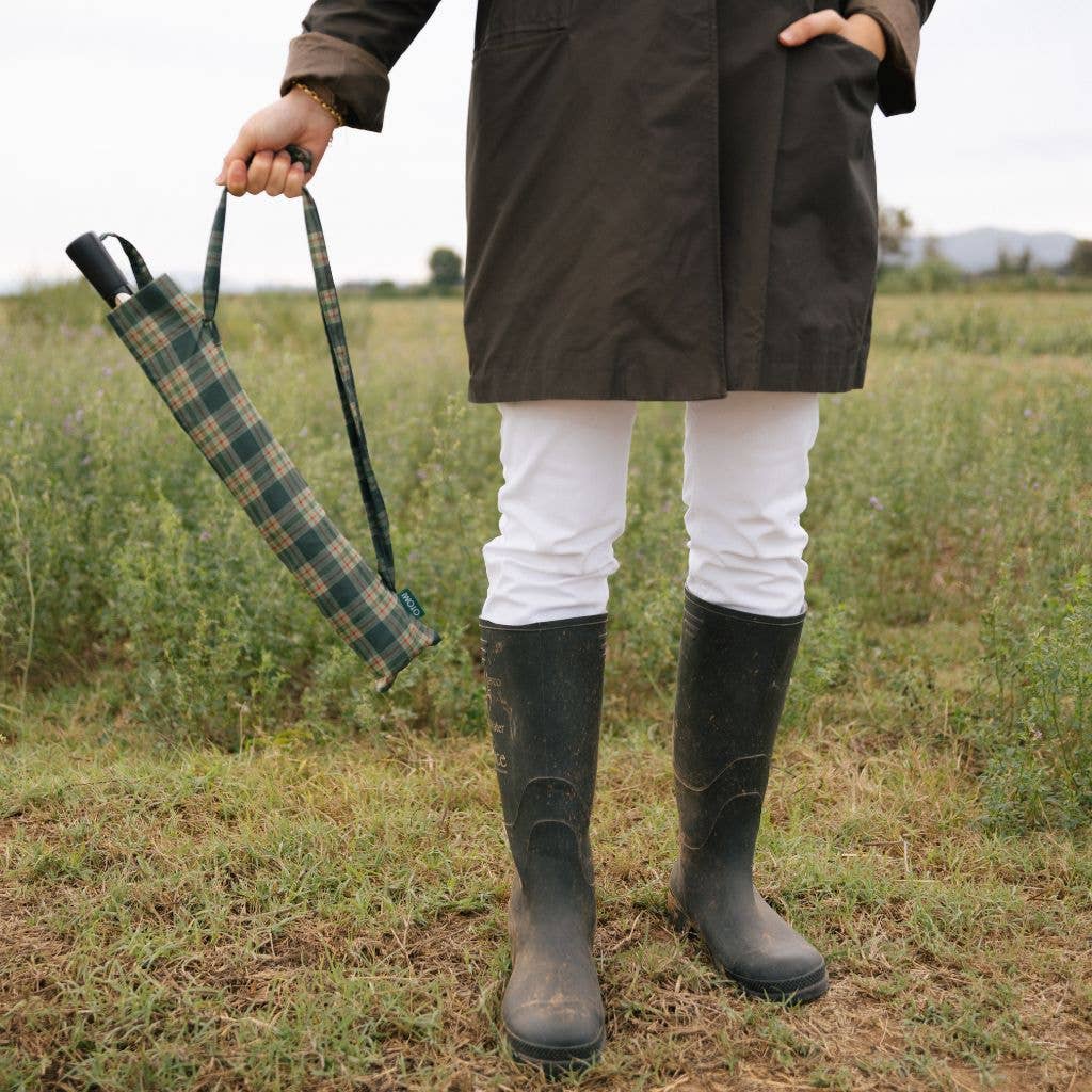 Parapluie pliable XL anti-vent - écossais vert