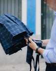 Parapluie pliant XL anti-vent - Écossais bleu