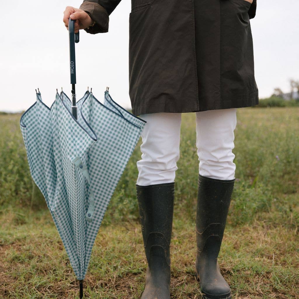 Parapluie long anti-vent - Vichy vert