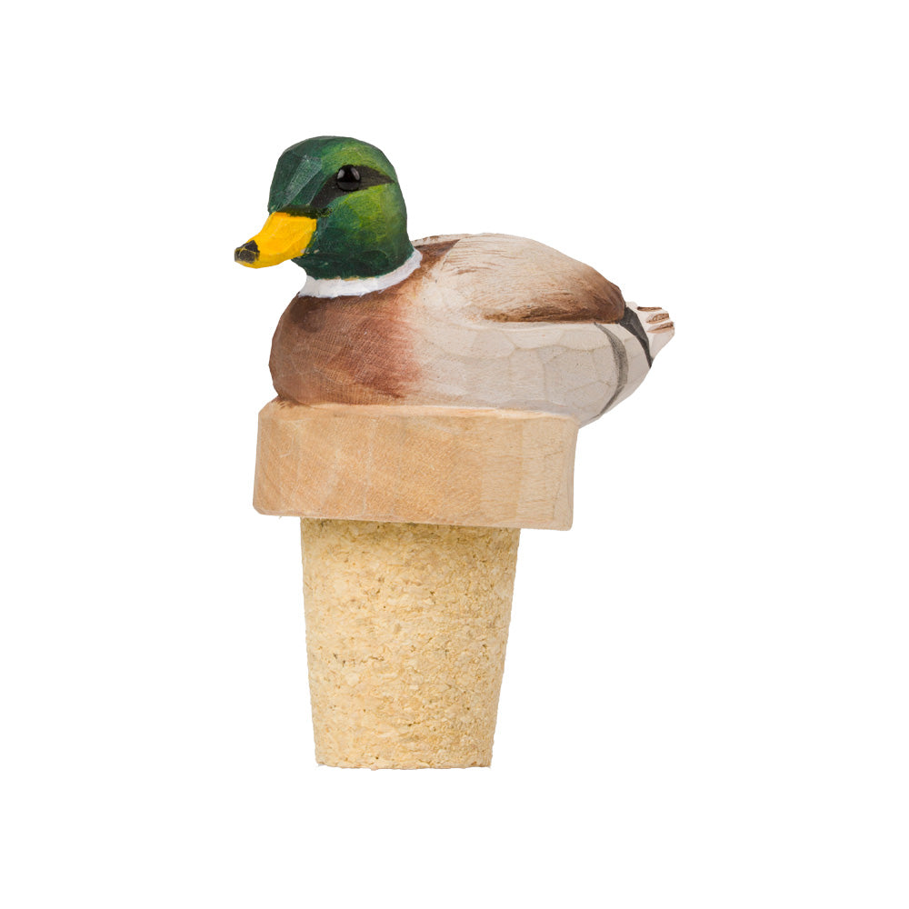 Bouchon de bouteille en bois sculpté à la main – Colvert