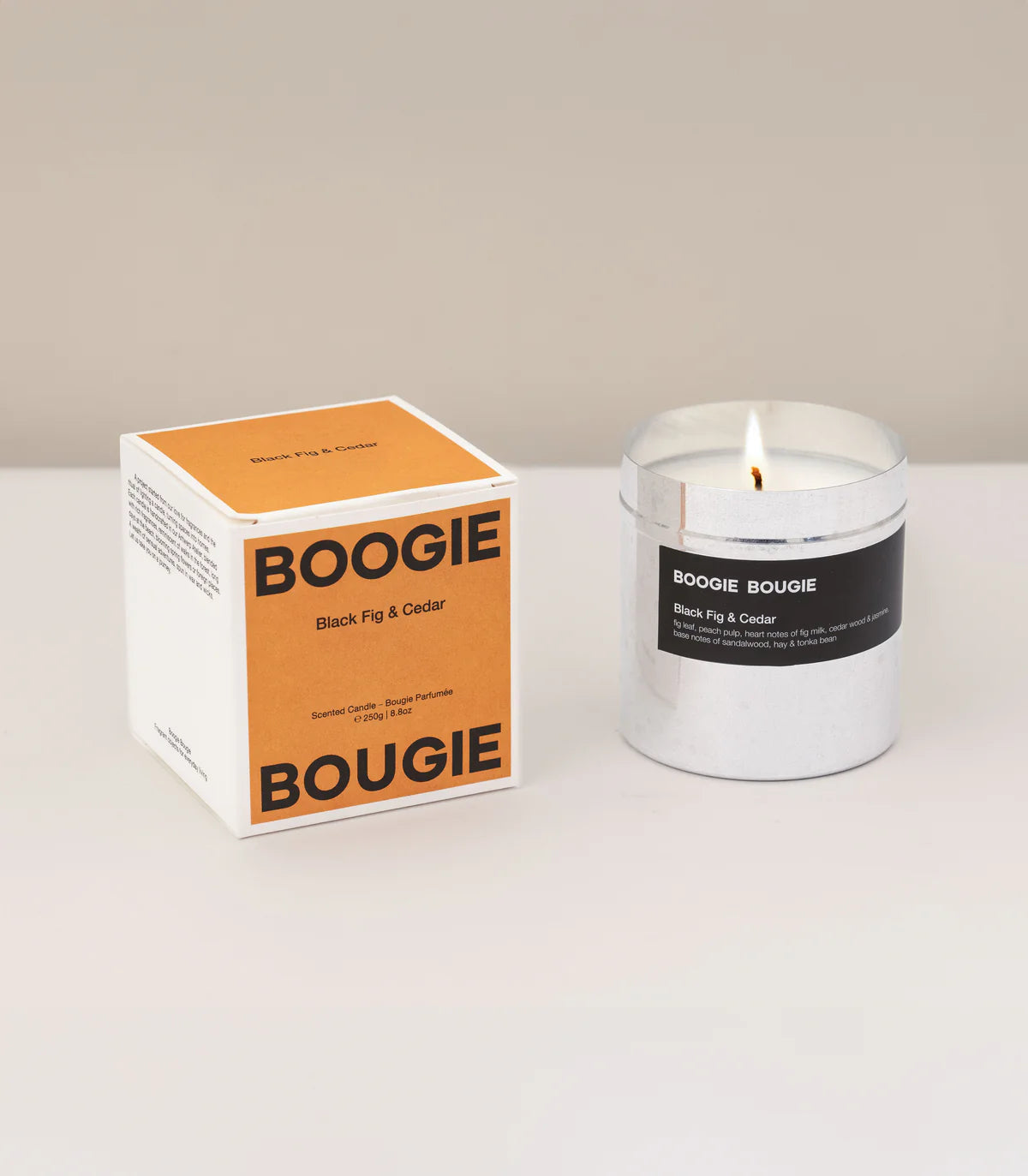Bougie parfumée Black Fig &amp; Cedar (Notes de Figue noire &amp; bois de Cèdre) - Boogie Bougie