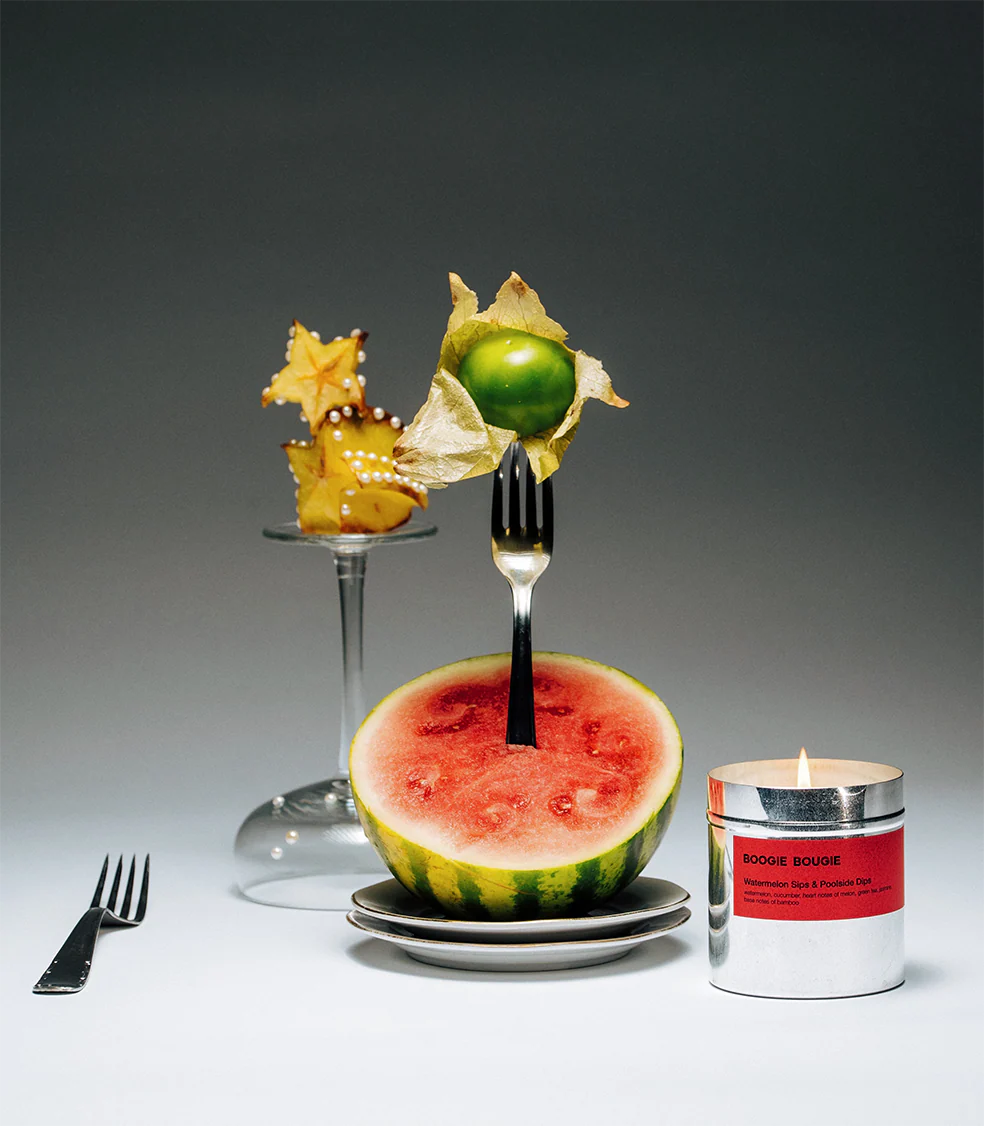 Bougie parfumée Poolside Dips &amp; Watermelon Sips (Notes de Melon, Thé vert &amp; Jasmin) - Boogie Bougie