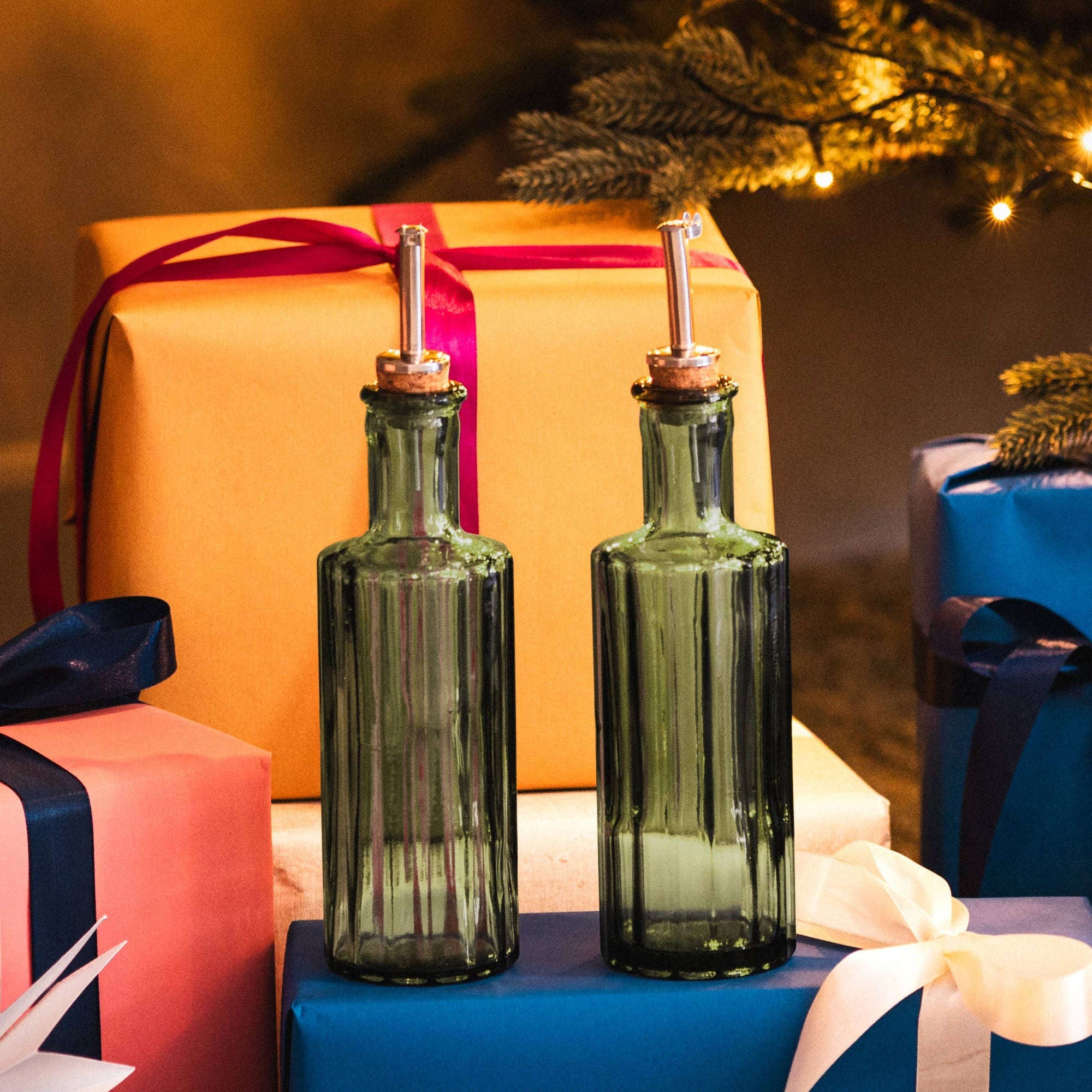 Bouteille à huile ou vinaigre en verre recyclé couleur verre fumé 30cl