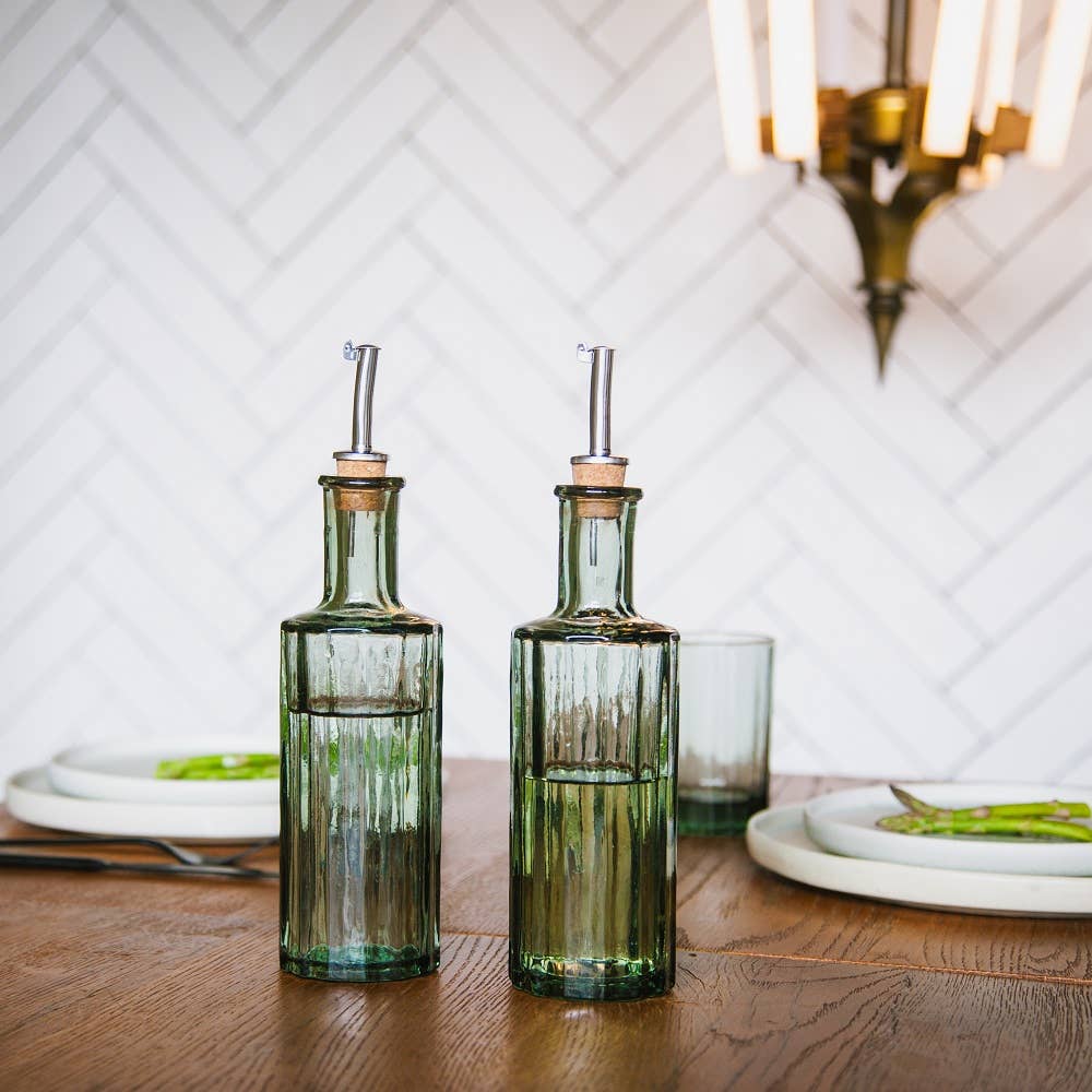 Bouteille à huile ou vinaigre en verre recyclé couleur verre fumé 30cl