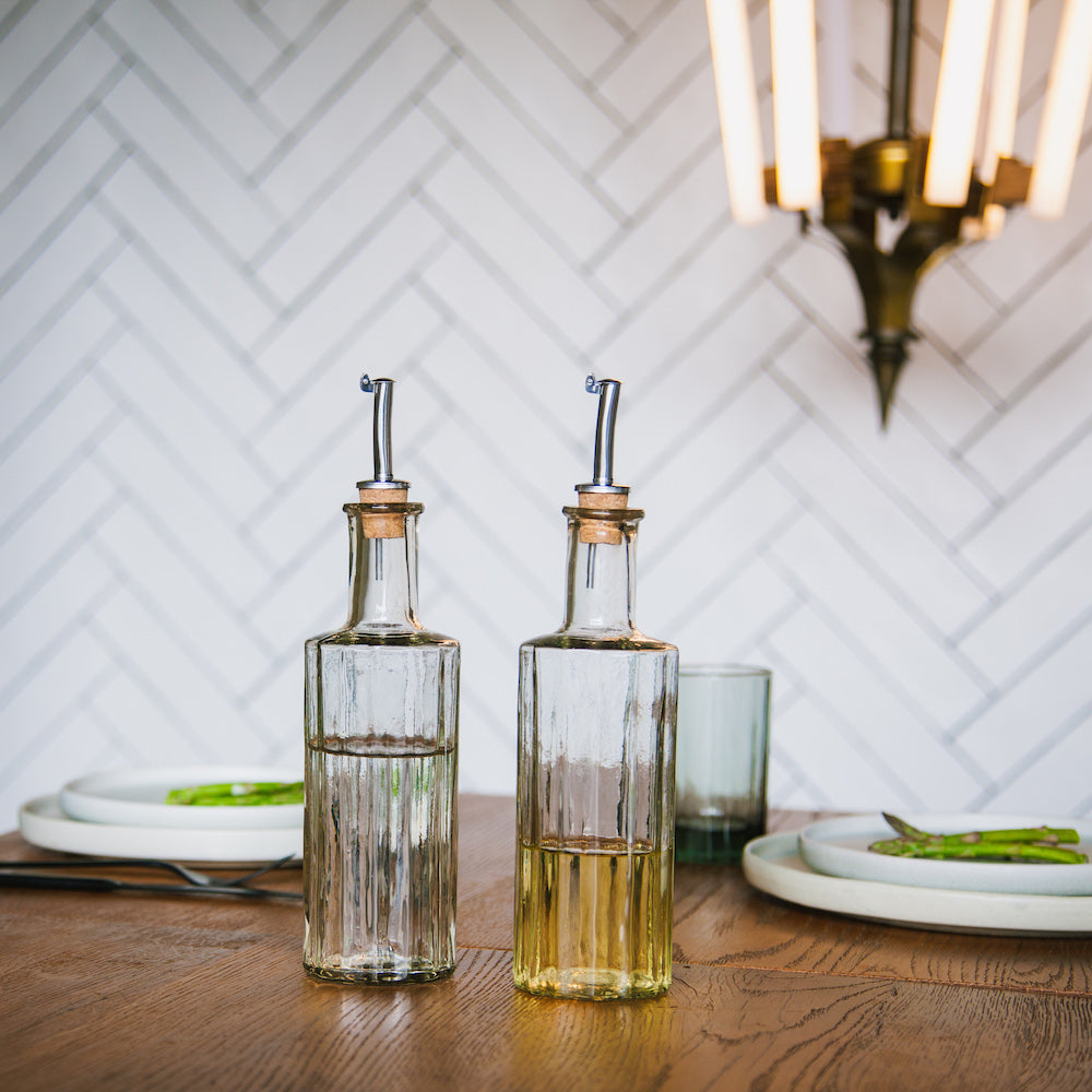 Bouteille à huile ou vinaigre en verre recyclé transparent 30cl