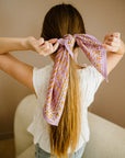 foulard indien violet et kaki