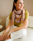foulard indien violet et kaki