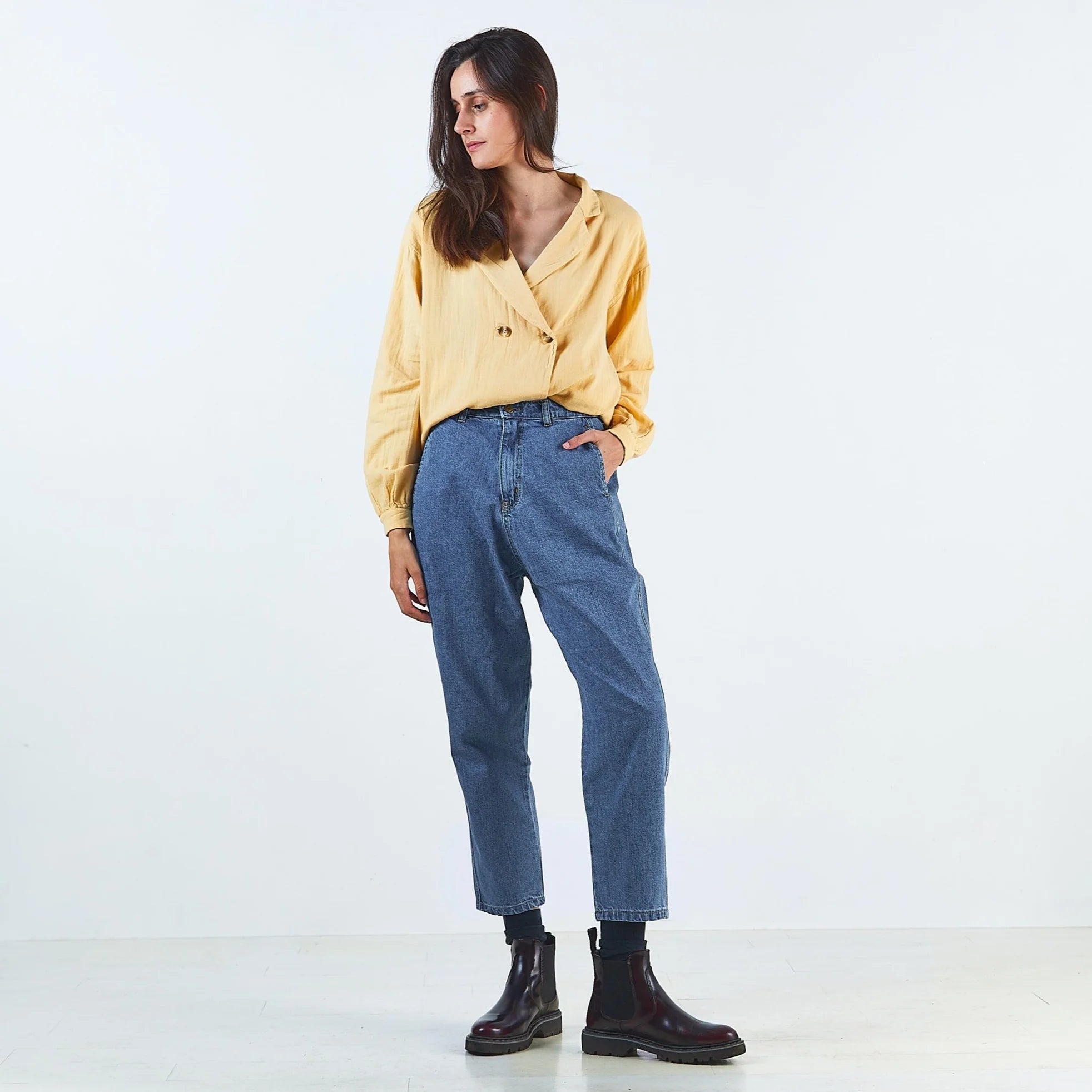 Pantalon Carotte Denim Blue - Poudre Organic