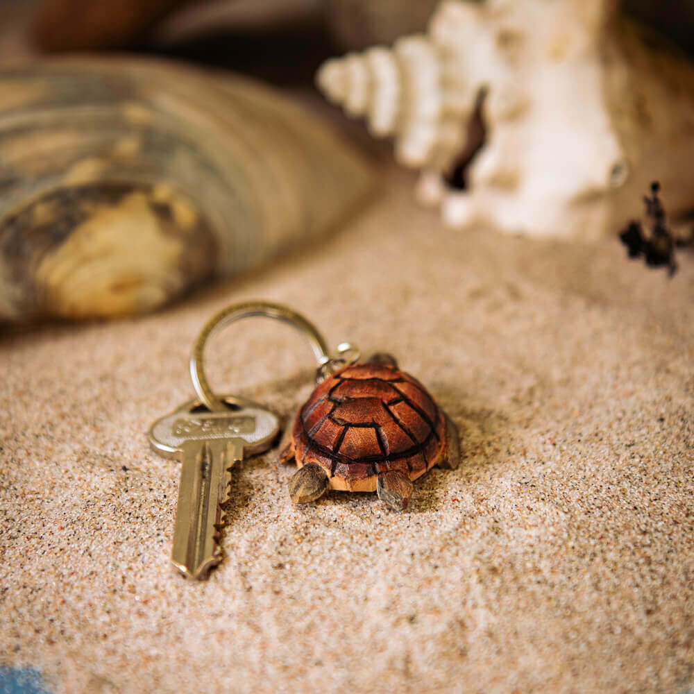 Porte-clés en bois Tortue de mer