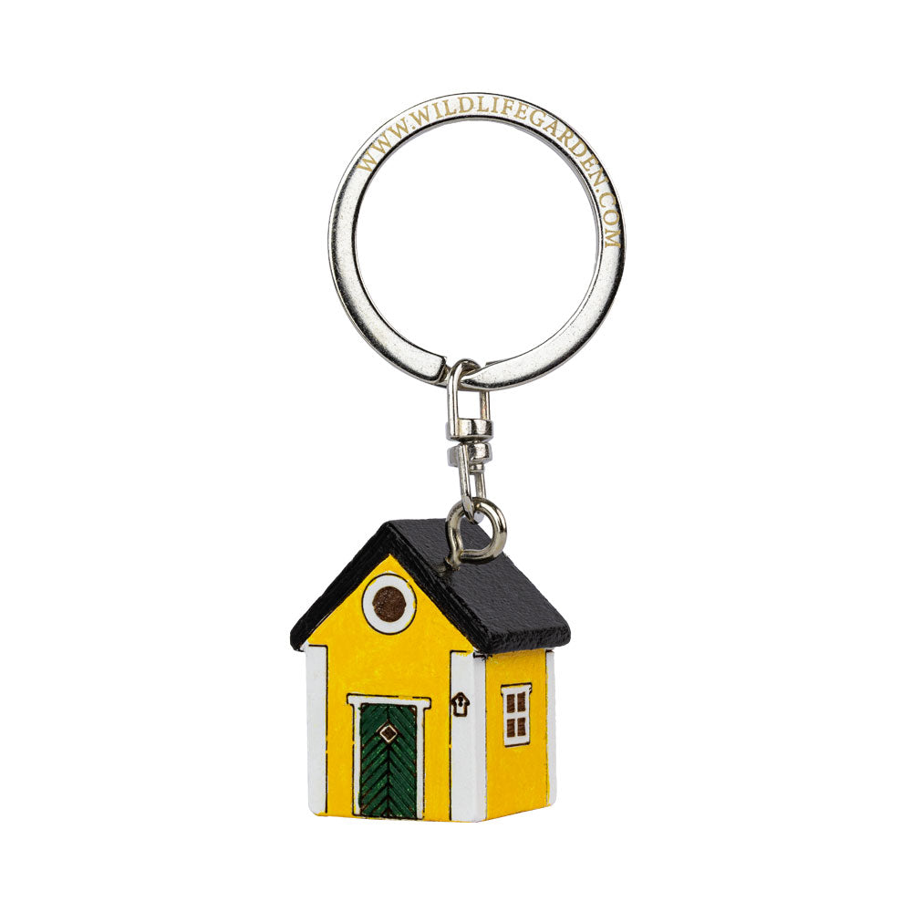 Porte-cles en bois Maison Jaune