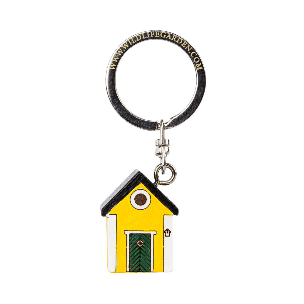 Porte-cles en bois Maison Jaune