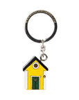 Porte-cles en bois Maison Jaune