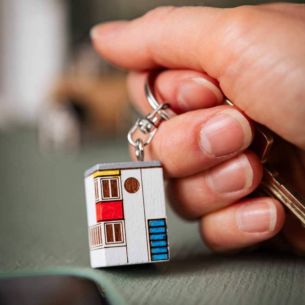 Porte-cles en bois maison De Stijl