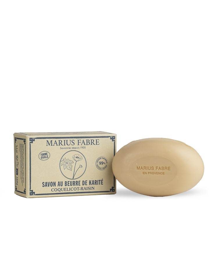 Savonnette parfumée Coquelicot-Raisin - 150g - sans huile de palme - Marius Fabre-Maison farigoulette