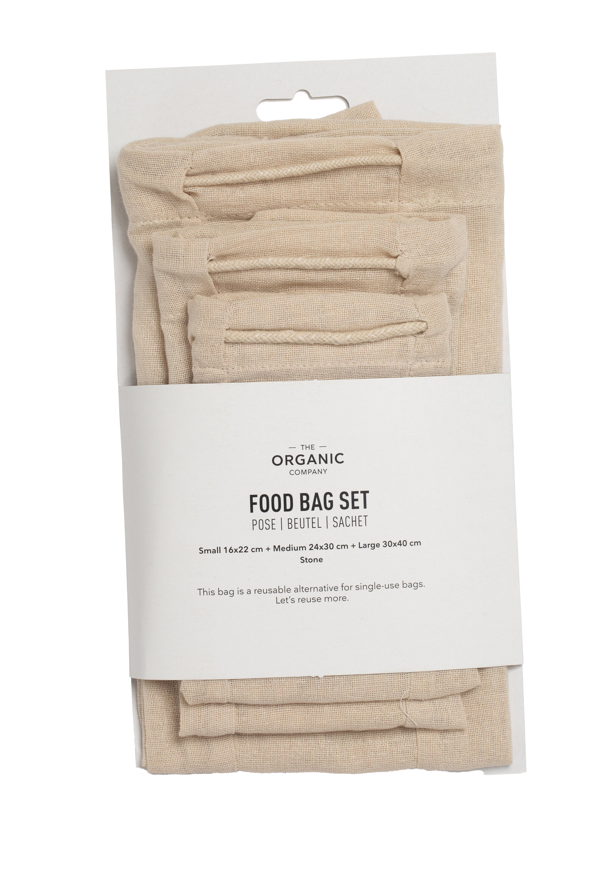 Food Bag en coton bio set de 3 - The Organic Company