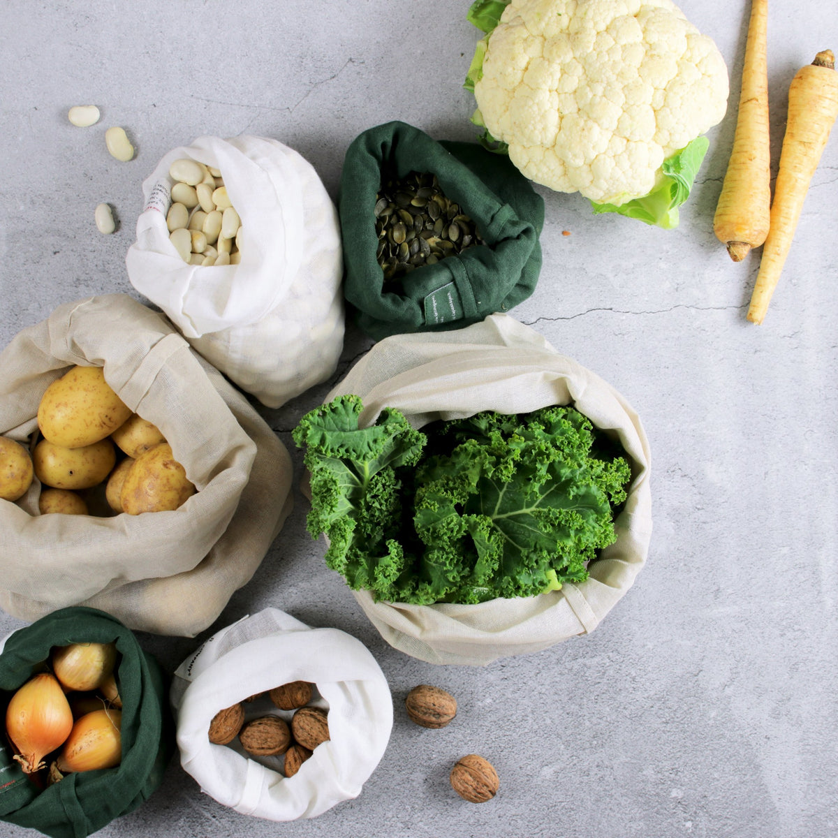 Food Bag en coton bio set de 3 - The Organic Company