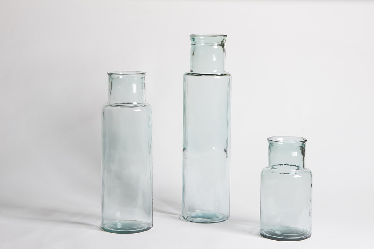 Vase à fleurs cylindrique en verre recyclé transparent maison farigoulette