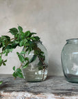 Vase à fleurs en verre recyclé transparent