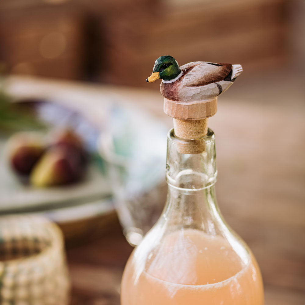 Bouchon de bouteille en bois sculpté à la main – Colvert