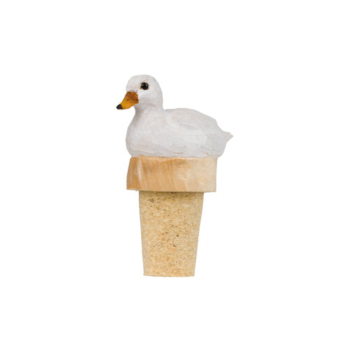 Bouchon de bouteille en bois sculpté à la main – Canard