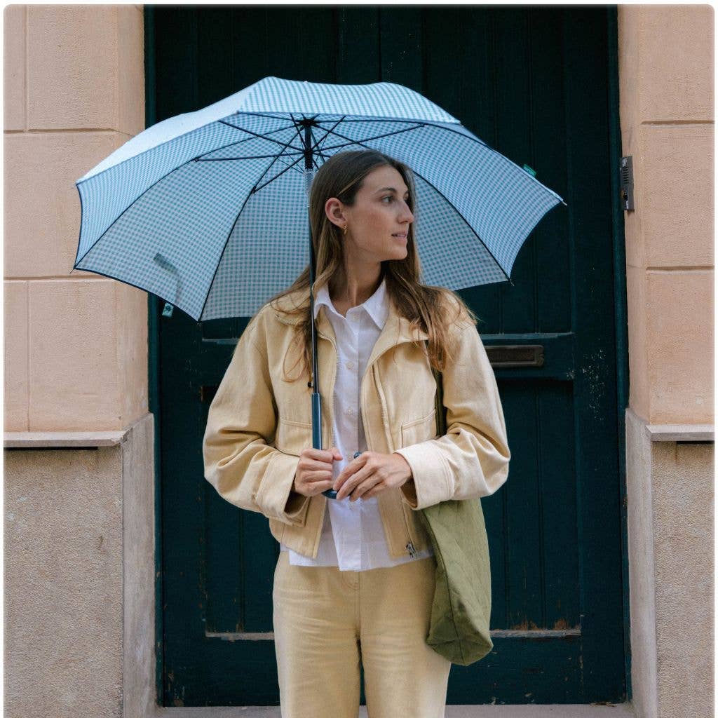 Parapluie long anti-vent - Vichy vert