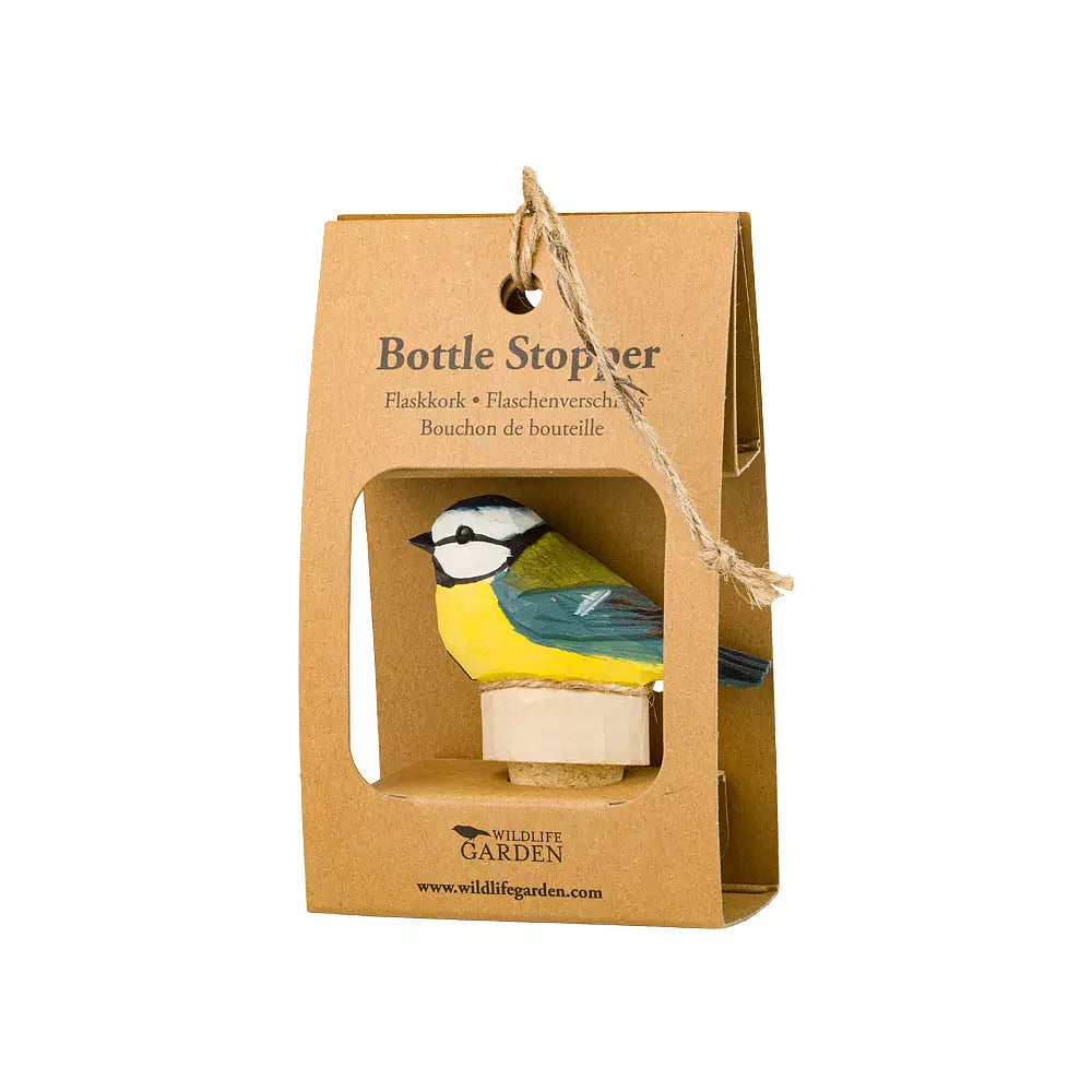 Bouchon de bouteille en bois sculpté à la main – Mésange